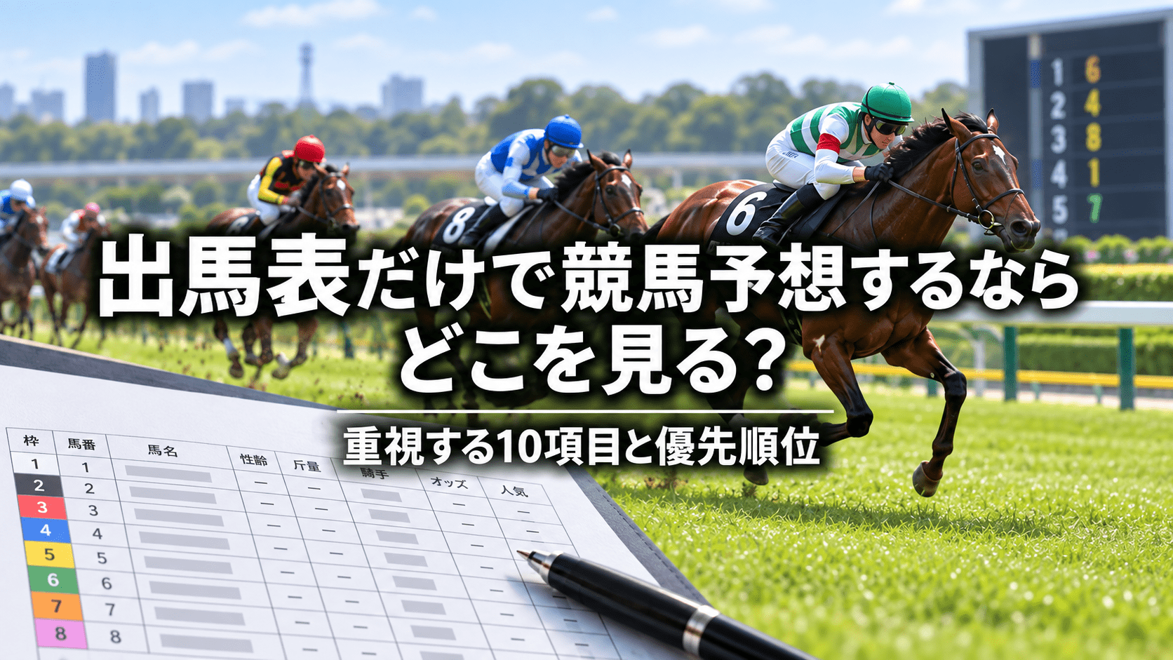 出馬表だけで競馬予想するときに重視する10項目と優先順位